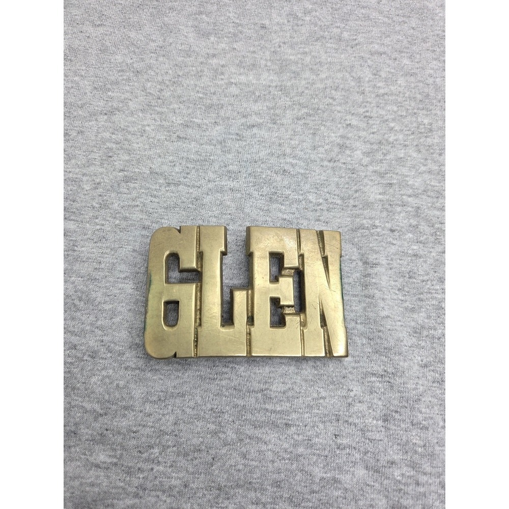 Solid Brass Vintage Name Glen Heavy Sturdy Belt Buckle Personalized Western